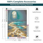 HASTHIP® DIY 5D Diamond Painting Art Kit Dreamy Beach Moonlit Night Beginner for Home Decor No Frame Wall 12 x 16 Inch 3 PCS