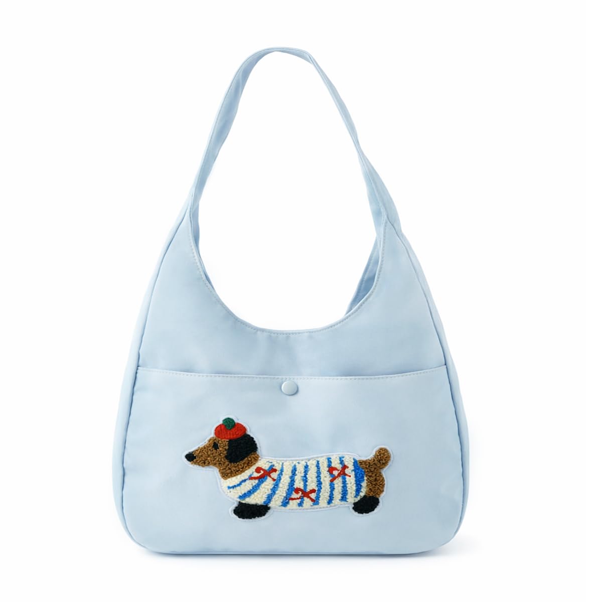 HASTHIP® Bolsa de Hombro para Mujer,Lona Tote Bag con Cierre,Bolso de Mano Azul con Bolsillo para Móvil Bolso Bandolera Ligero y Bonito Dibujos Animados Uso Diario