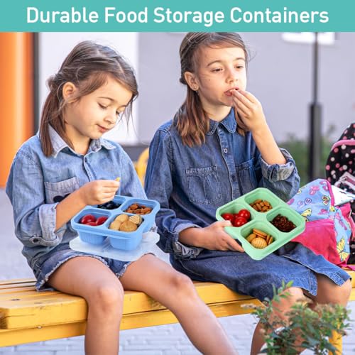 HASTHIP® 4 Pack Snack Containers, Divided Bento Snack Box, 4 Compartments Reusable Meal Prep Lunch Containers for Kids Adults, Food Storage Containers for School Work Travel