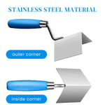 HASTHIP® 2Pcs Stainless Steel Trowel Drywall Corner Tool Set 80 x 60mm Angle Trowel for Plastering Sharp Corner Creating Angle Trowels Drywall Outside&Inside Corner Trowel for Plaster, Gypsum, Cement