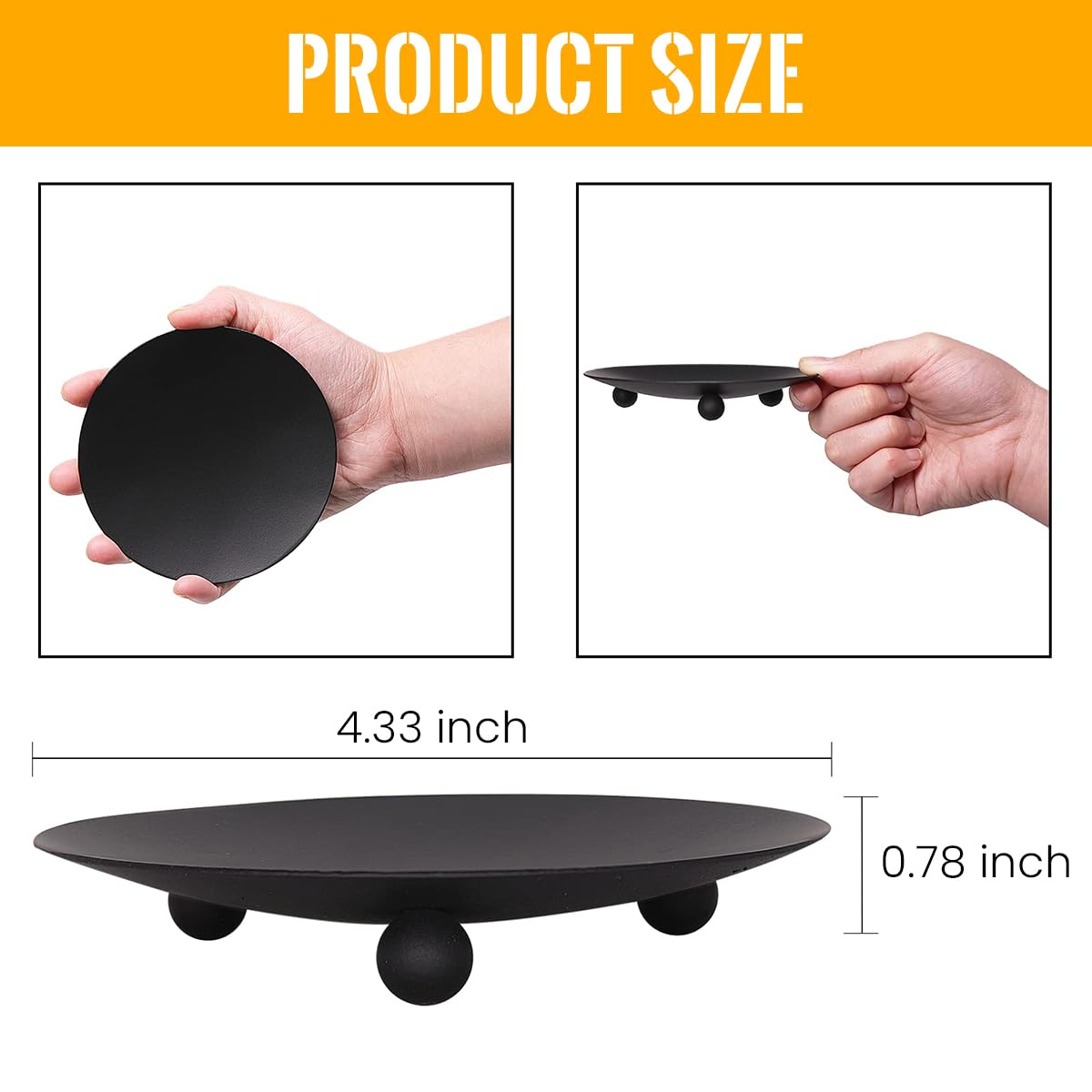 HASTHIP Candle Holders for Home Decor featuring 4.37 in Iron Plates | Elegant Black Stands