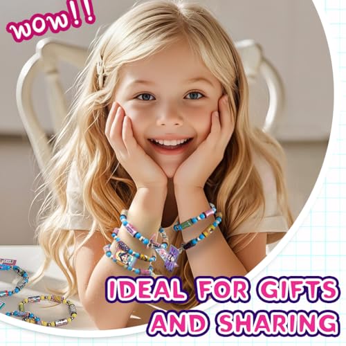 HASTHIP® DIY Sticker Roll Bracelet Making Kit for Girls, Cartoon Sticker Beads Set, Creative Jewelry Craft Kit, Kids Bracelet Decoration Set, Fun Birthday or Children’s Day Gift