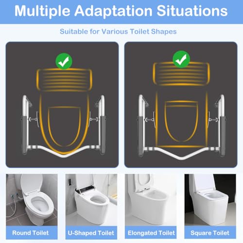 HASTHIP® Toilet Safety Rail,Adjustable Height & Width,Carbon Steel Bathroom Safety Frame with Suction Cup No Drill Toilet Support for Seniors Elderly & Disabled Handicap Grab Bar Assist Rails