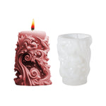 HASTHIP Cylindrical Candle Mold for DIY Candle & Resin Art with Baroque Carved Design | Flexible Silicone for Home Décor Crafts
