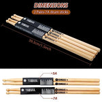 HASTHIP® 4 Pair 7A Drum Sticks Maple Drumsticks, 15.5inch Drum Stick Set, Wood Drumsticks Drums Accessories for Adults & Youth, Oval Wood Tip, Perfect for Pros and Beginners