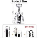 HASTHIP Wine Opener Set for Kitchen and Bar with 4 pcs Stainless Steel Tools | Corkscrew Foil Cutter Aerator and Stopper