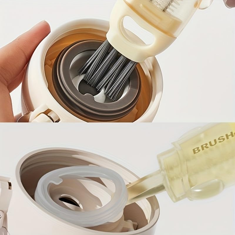 HASTHIP® 4 in 1 Cup Lid Cleaning Brush Set, Multifunctional Bottle Cleaning Brush, Silicone Cup Lid Gap Cleaner(3PCS)