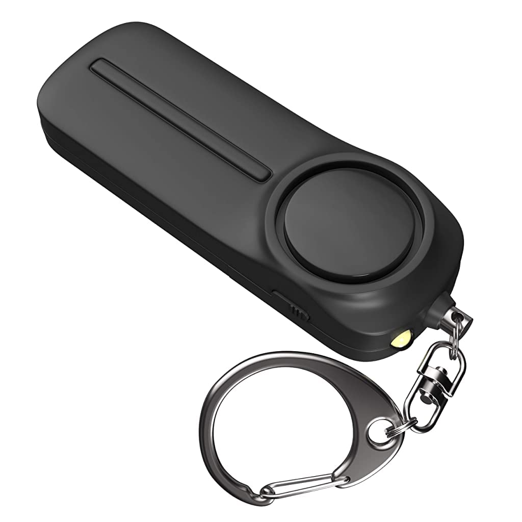 Supvox® Safety Gadgets for Self Defence, Safety Siren Keychain Loud Alarm for Women's Protection, 130 dB Loud Safety Siren Whistle with LED Light for Men, Children, Elderly, Without Battery (Black)