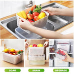 HASTHIP® 5PCS Kitchen Storage Box for Kitchen Used Fridge Storage Containers Set with Lid Airtight Container Boxes for Storage & Container Double Layer Fridge Organiser Storage Boxes with Drain Basket