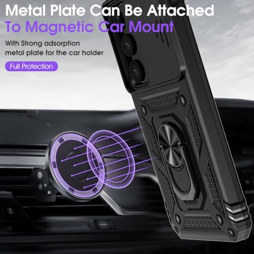 HASTHIP® Phone Case for Samsung Galaxy S24 Plus with Magnetic Kickstand Phone Grip, Hard PC Phone Case with Sliding Camera Cover Anti-scratch Phone Case for Samsung Galaxy S24 Plus
