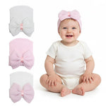 HASTHIP® Newborn Hospital Hat Baby Baby Hat Large Butterfly Bow Soft and Cuddly Bow Baby Beret-Multicolor