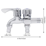 Silver 2 in 1 Brass Two Way Dual Tap for Washing Machine with Wall Flange,Chrome Plated Copper for Bathroom & Kitchen