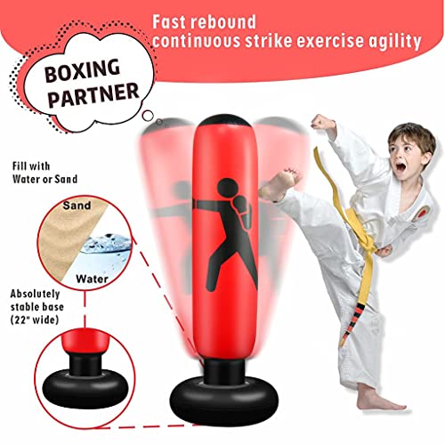 Used Inflatable Punching Bag for Kids Adults, Punching Bag Karate Inflated Toy Gifts for Boys and Girls, Boxing Bag for Immediate Bounce-Back for Taekwondo, and to Relieve Pent Up Energy