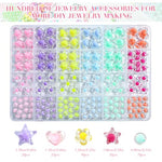 HASTHIP® PATPAT 831Pcs Bracelet Making Kit for Girls, DIY Jewellery Set with Colorful Beads, Charms, Crystal Thread, Pendant, Scissors & Tweezer for Necklace and Bracelet Crafts