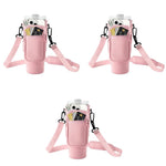 HASTHIP Water Bottle Carrier Bag for Stanley 30 oz Tumbler with Phone Pocket Holder Pink 3PCS