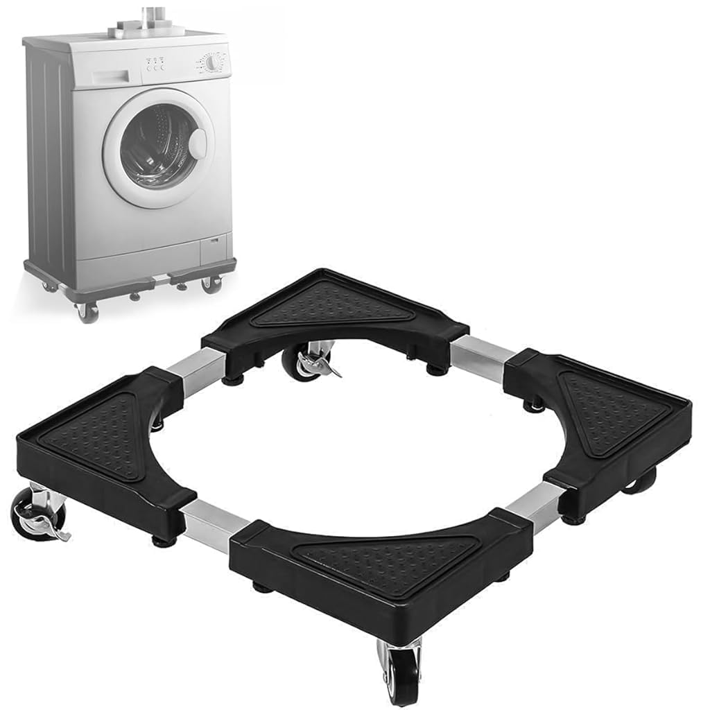 HASTHIP Adjustable Mobile Base Stand for Washers and Refrigerators with 4 Locking Wheels | Extends 15.74–24.8 in and Supports Up to 500 lbs