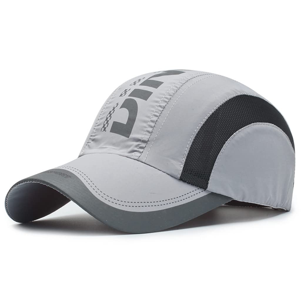 HASTHIP® Gorra de Béisbol para Hombre y Mujer Transpirable de Algodón,Visera Ajustable para Verano,Actividades al Aire Libre Pesca Senderismo Deporte con Cierre Hebilla - Gris