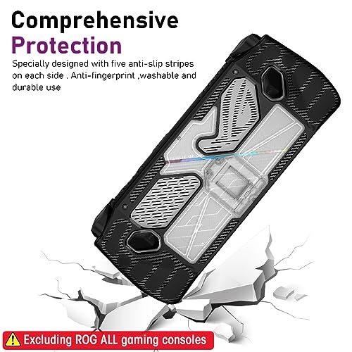 HASTHIP® Case for Rog Ally, Rog Ally Game Console Protector, Anti-Scratch TPU Cover with Folding Kickstand, Transparent PC + TPU Case Non-Slip Protective Case Skin Cover, Not Include the Console