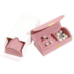 HASTHIP Jewellery Organizer Box for Women with Snap Button Closure in Pink Velvet | Portable Storage for Rings Bracelets and Earrings