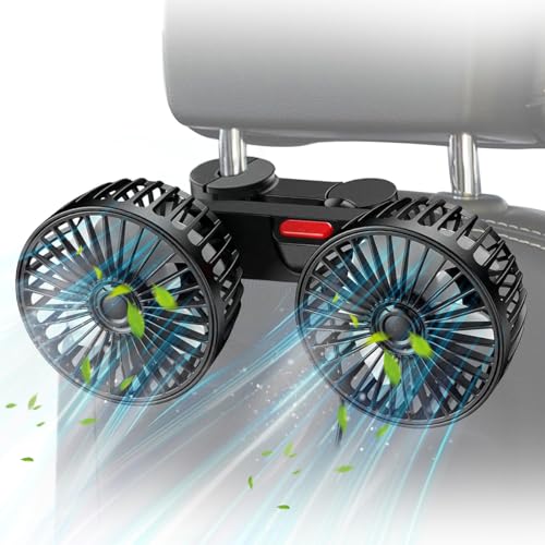 HASTHIP® ual-Head Car Fan with 3-Speed Settings 360° Rotation USB Fan