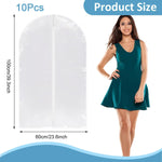 HASTHIP Garment Bags for Closet Storage with Hanger Hook Hole PEVA Clear Covers 10Pcs 23.62x39.37 in | Dustproof Zip-Up Clothes Protection