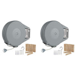 HASTHIP Retractable Clothesline for Indoor and Outdoor Drying with 39ft PVC Line and Wooden Clips | Supports 30lbs