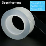 HASTHIP Transparent Gel Tape 2 in x 33 ft for Window Gap Sealing with Removable Adhesive | Windproof and Waterproof Caulk Strip for Kitchen and Bathroom
