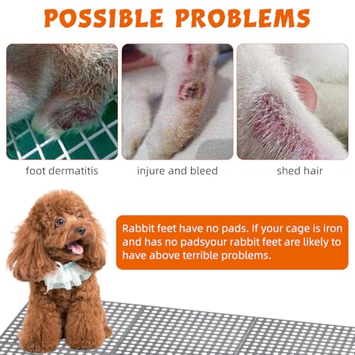 HASTHIP® 6Pcs Pet Cage Mat for Dog/Cat/Rabbit, Plastic Pet Flooring Mat Cat Cage Mats Dog Litter Catcher Pads, Waterproof Non-Slip Floor Mats for Cats Dogs Bunny Easy to Clean Cage Pads (1Pcs 30*30CM)