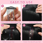 HASTHIP® 6 extensiones de cabello con purpurina y clip, color rosa, 52 cm, brillantes, para festivales