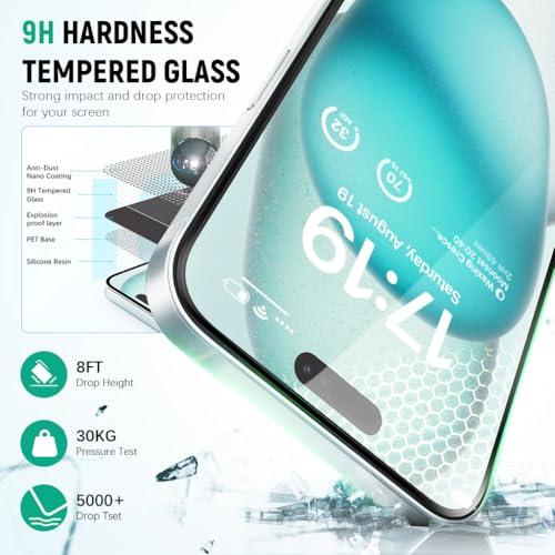 HASTHIP® Privacy Screen Protector for iPhone 16Tempered Glass Easiest 2-Step Installation Auto-Alignment HD Screen Protector Kit with 2 Pieces Screen Protectors and Accessories
