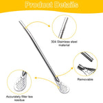 HASTHIP 7-Inch Stainless Steel Reusable Smoothie Straws with Scoop Heads (2-Pack)