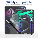 HASTHIP® 4-in-1 High Precision Universal Capacitive Stylus Pen for Touch Screens | Lightweight Aluminum Body | 4 Tips | 2 Size Rubber Tips, Disc Tip, Fine Point | Compatible for iOS, Android & Windows