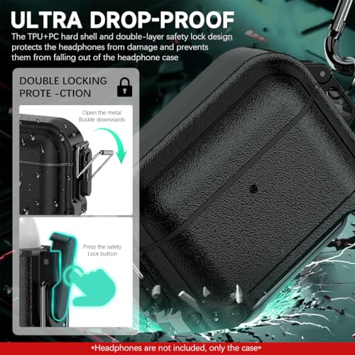 HASTHIP® for AirPods 4 Generation Case with Lock, Fully Waterproof AirPods 4 Case Cover with Keychain, Rugged Tough Protection, Hard Shell and Carabiner Clip for Easy Travel