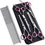 HASTHIP® Pet Grooming Scissors Set 5 in 1 Stainless Steel Pet Trimmer Kit