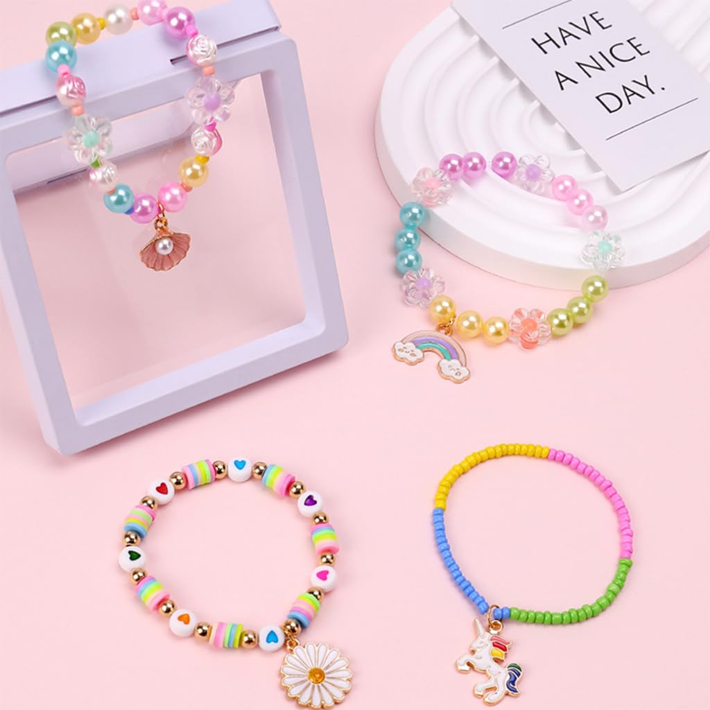 HASTHIP® Dowsabel Clay Beads Bracelet Making Kit for Beginner, Preppy Polymer Clay Beads with Charms Kit