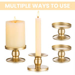 HASTHIP Candle Holder Stand for Dining Table Decoration with 2Pcs Metal Golden Pillars | Minimalist Tealight and Taper Design