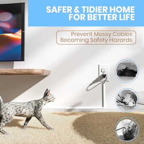 HASTHIP® 94in Cord Cover Kit Self-Adhesive Cable Concealer, Wire Hider Raceway for Wall Mounted TV, Cord Organizer with Connectors, PVC Cable Management System 6x15.7in