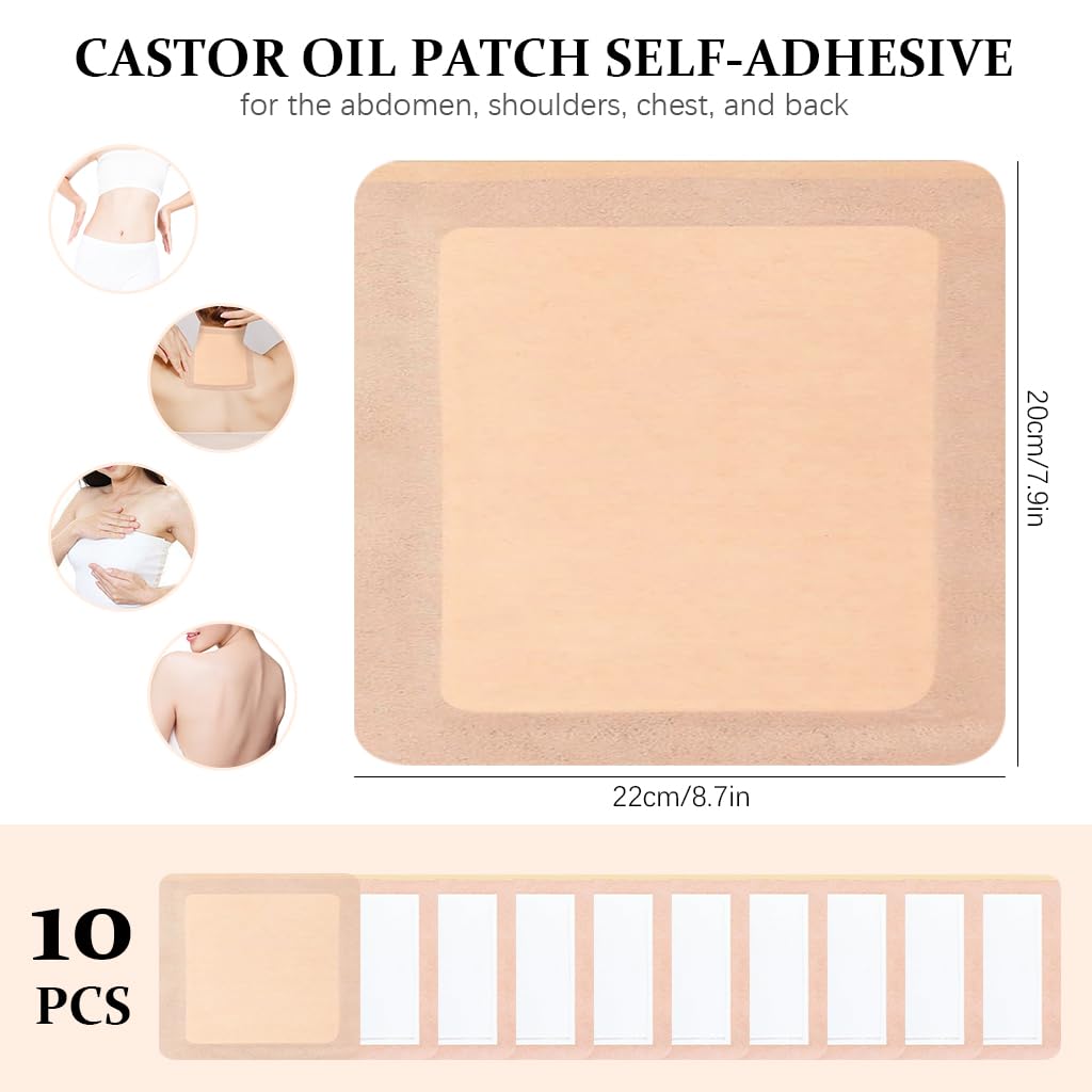 HASTHIP® 10Pcs Castor Oil Patches Anti Leakage, No Wash (Oil Not Included)
