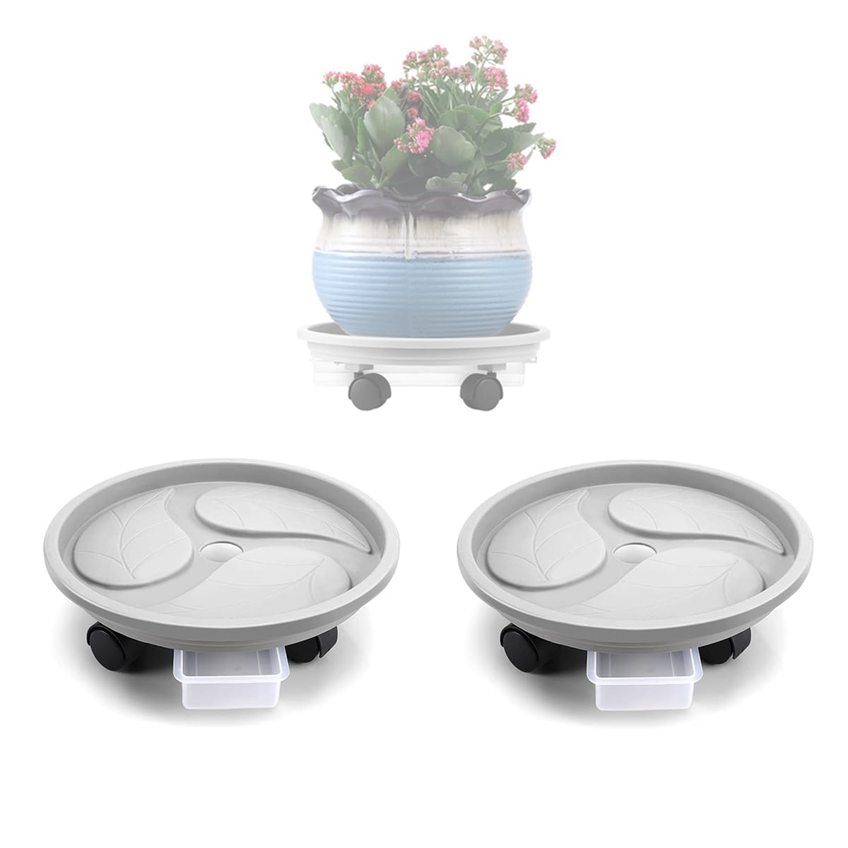 HASTHIP Plant Pot Stand for Easy Plant Movement with Wheels featuring 26cm Round Caddy | Food Grade PP Resin