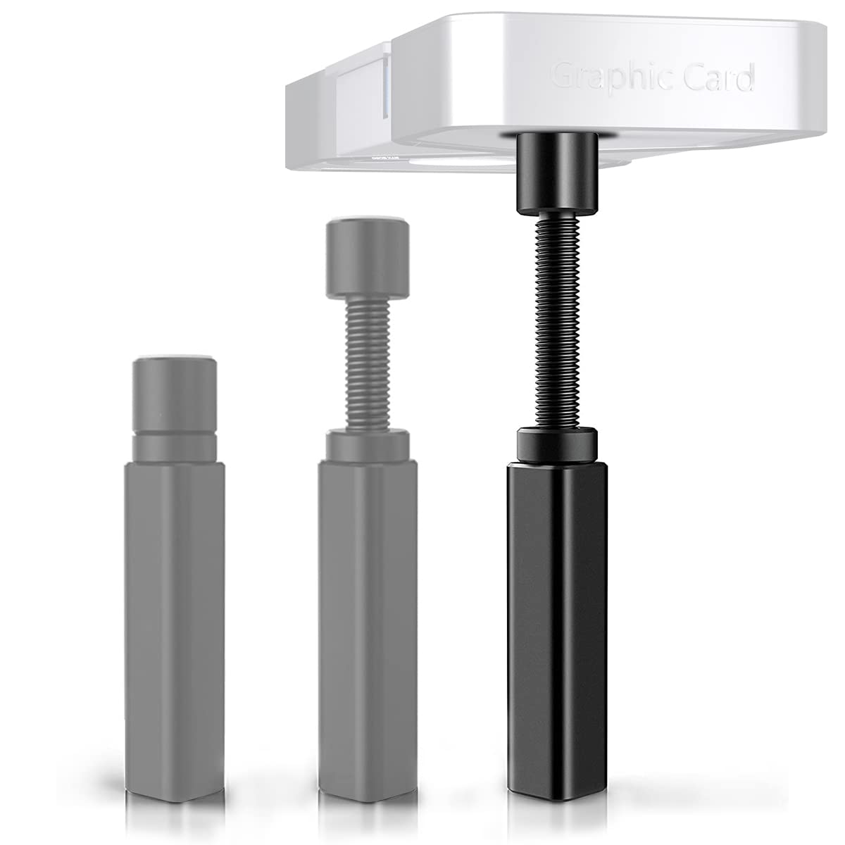 HASTHIP® Soporte Tarjeta Gráfica de Aluminio, Ajustable 72-120mm, Soporte GPU Antiflexión Deslizante, Compatible con RTX 4070 4080 4090, Bracket Magnético Base Oculta para PC ATX M-ATX ITX
