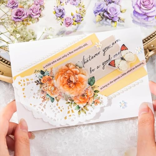 HASTHIP® 6 Rolls Floral DIY Scrapbooking Decorative Tapes Washi Tape Stickers PET Transparent Aesthetic for Journal Making Art Craft 3PCS