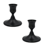 HASTHIP® 2 Pack Candlestick Holders Modern Iron Taper Candle Stick Holder with Base Short Black Iron Candlestick Holders for Table Centerpieces and Home Decor