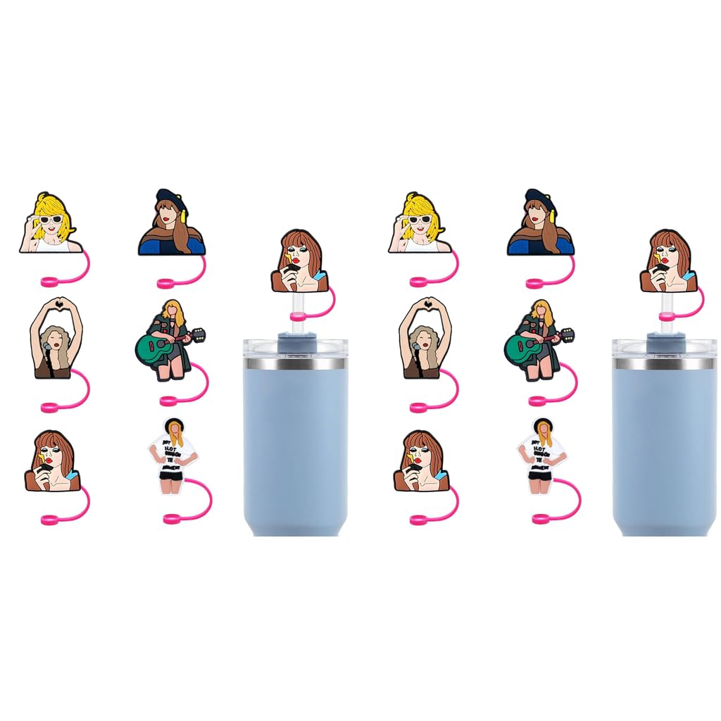 HASTHIP Stanley Straw Cover for 30 40 oz Cups featuring 12 pcs 10 mm silicone toppers | fun gift for fans