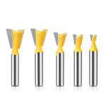 HASTHIP® Router Bit Set with 1/4'' Shank, 5 Sizes Groove Milling Cutters, Tungsten Steel Router Bits Set, Cutting Dia in 1/4" 3/8" 1/2" 5/8" 3/4", Woodworking Milling Cutter Tools for Woodworking