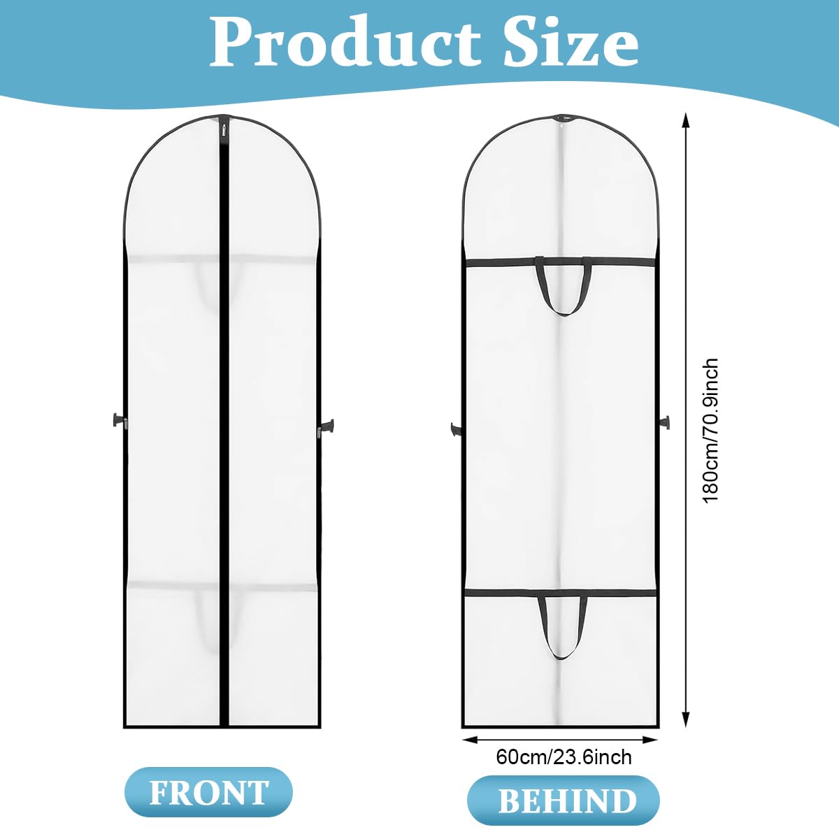 HASTHIP Gown Garment Bag for Wedding and Prom Dresses 70.8x23.6 in wit–  Hasthip