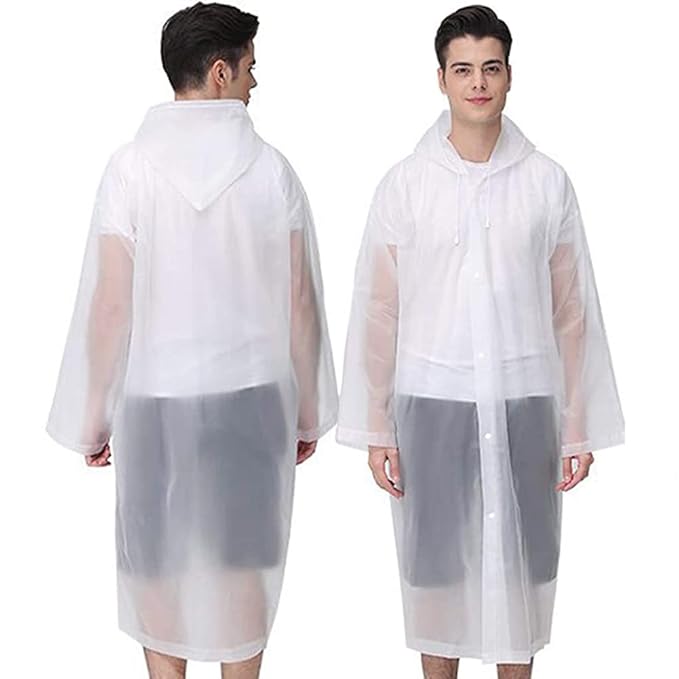 HASTHIP® 2 Pack Ponchos Impermeables Reutilizables para Hombres y Mujeres, Chubasqueros EVA con Capucha, Impermeables para Camping, Senderismo, Festival de Música y Actividades al Aire Libre