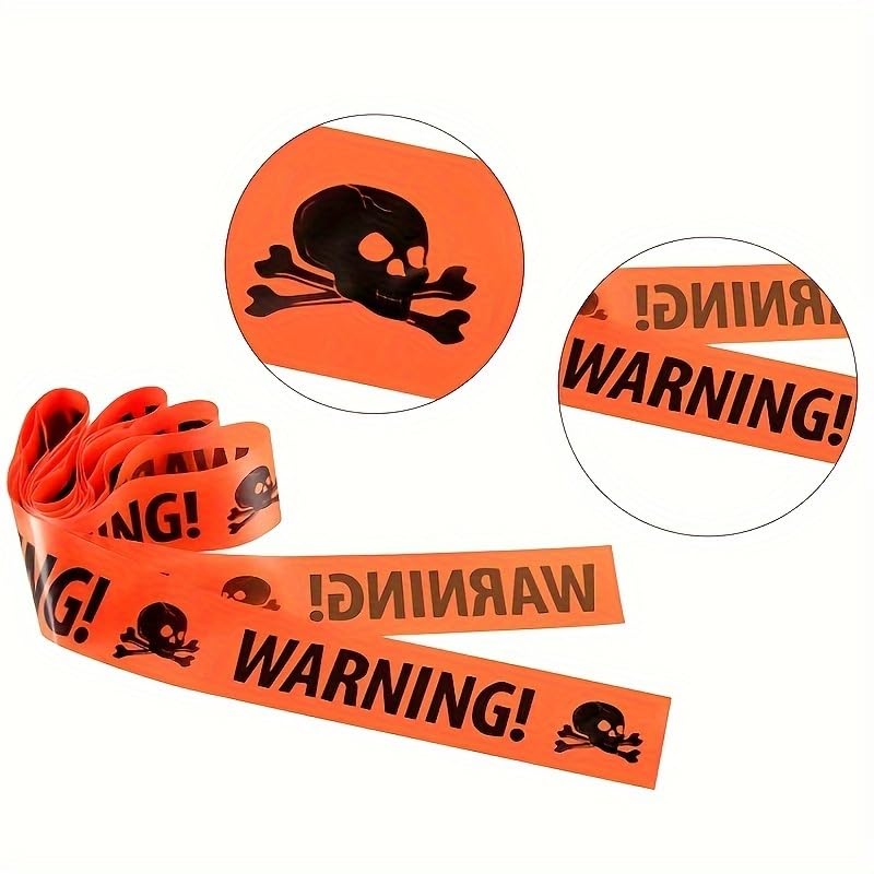 HASTHIP Halloween Caution Tape for Spooky Room Decoration with Skeleton Skulls 8cm x 5m | Easy Setup