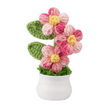 HASTHIP® Planta en Maceta de Flores de Ganchillo,Decoración Floral Artificial Hecha a Mano para Hogar y Oficina,Ramo Crochet Falso como Regalo y Centro Mesa Decorativo