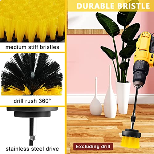 HASTHIP® 5Pcs Drill Brush Scrubber Set, Power Scrubber Brush Attachment, Multi-Function Cleaning Kit for Bathroom, Shower, Tile, Floor, Kitchen, Car Wheel, Upholstery (Drill Not Included)