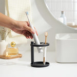 HASTHIP Toothbrush Holder Stand for Bathroom with Iron Cup Rack for 4 Toothbrushes | Modern Open-Frame Design